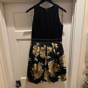 Marc Carmen Valvo Black and Gold Cocktail Dress